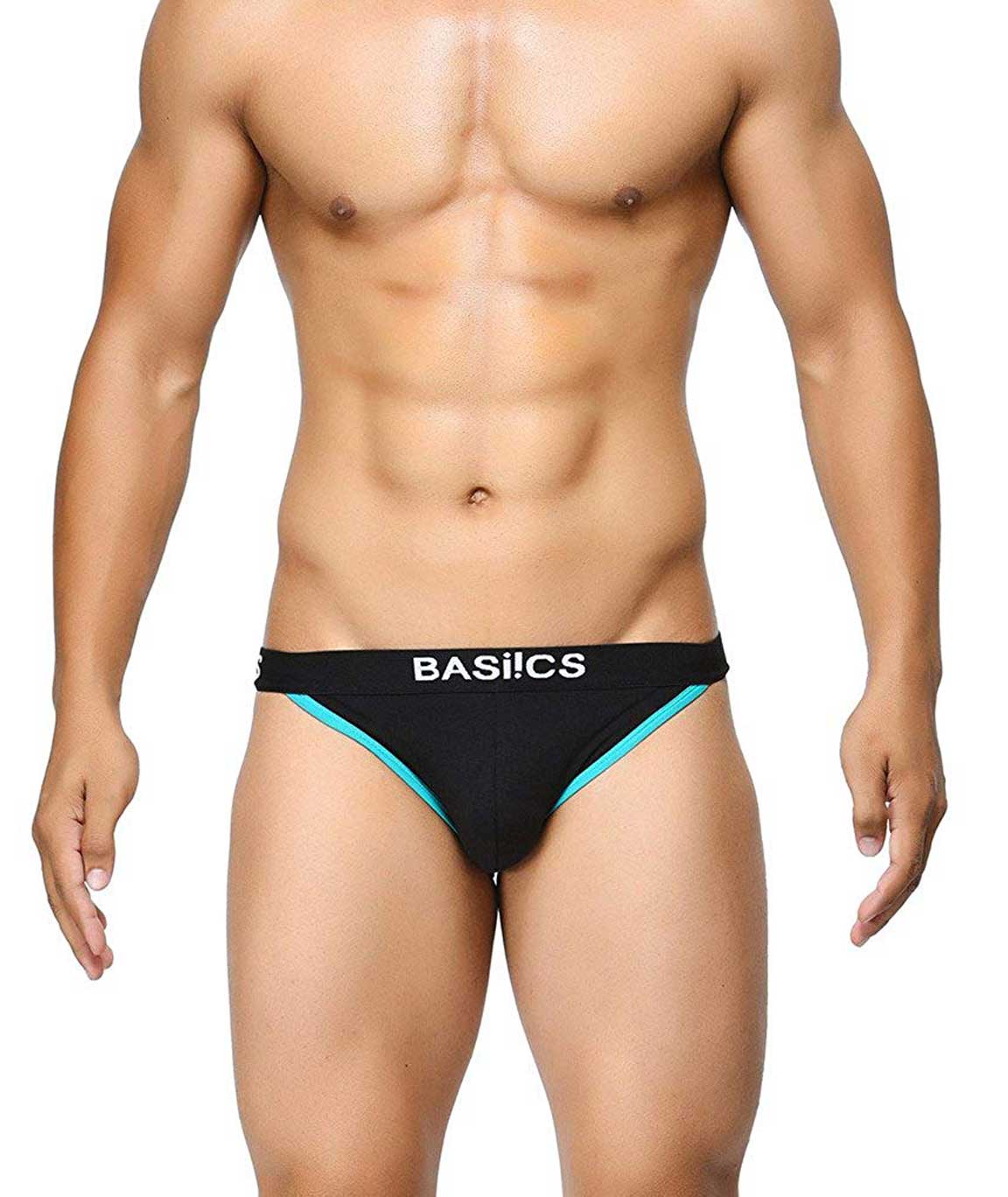 BASIICS by La Intimo Men`s Blue Cotton Spandex Striped and Solid Fashion  Brief