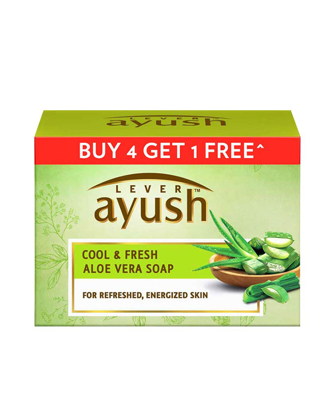 Lever Ayush Cool & Fresh Aloe Vera Soap 100 gm each (Buy 4 Get 1)