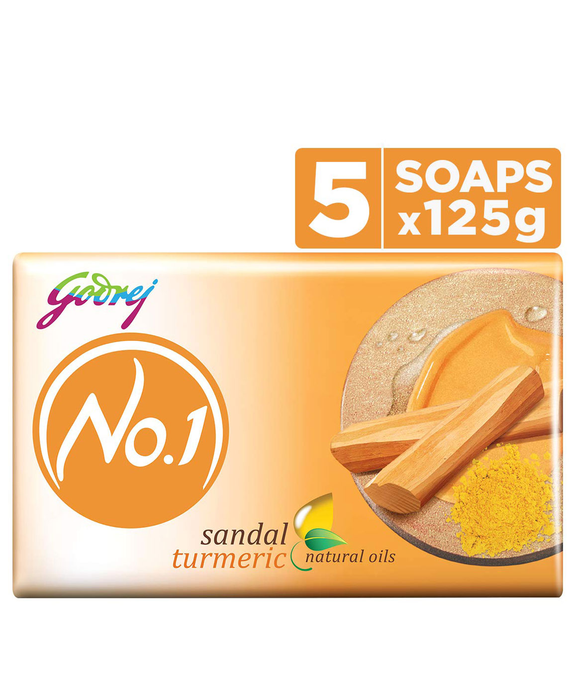 Godrej No.1 Sandal and Turmeric, 125gm (Buy 4 Get 1 Free)