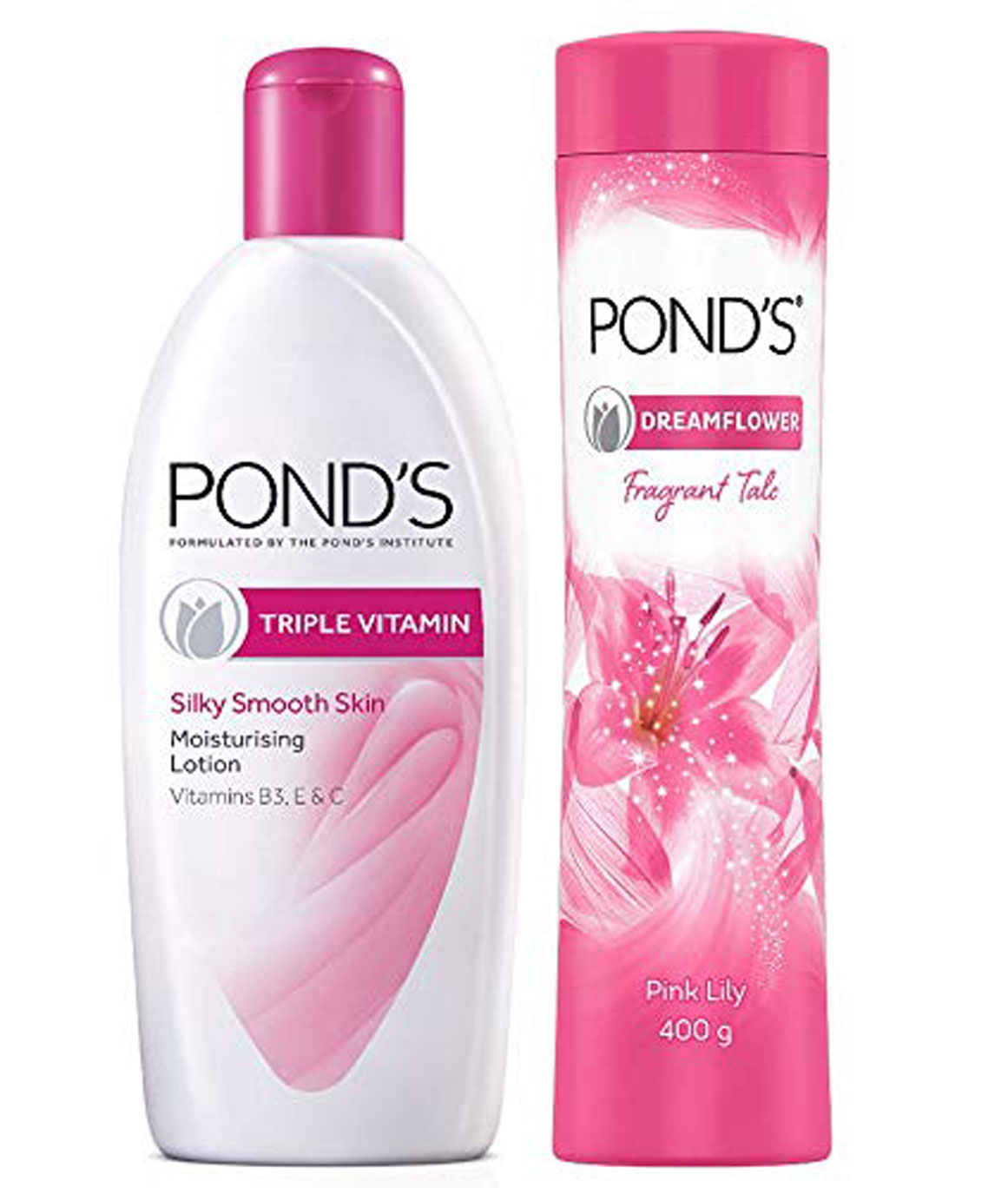 Ponds Triple Vitamin Moisturising Body Lotion, 300ml & PONDS Dreamflower Fragrant Talcum Powder, Pink Lily, 400 gm