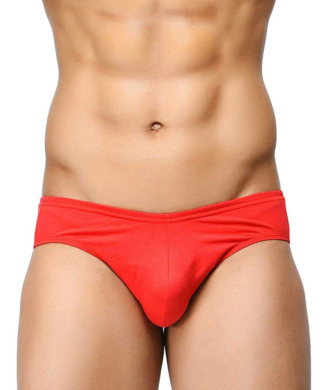 BASIICS by La Intimo Men`s Red Cotton Spandex Ultra-Soft Classic Brief