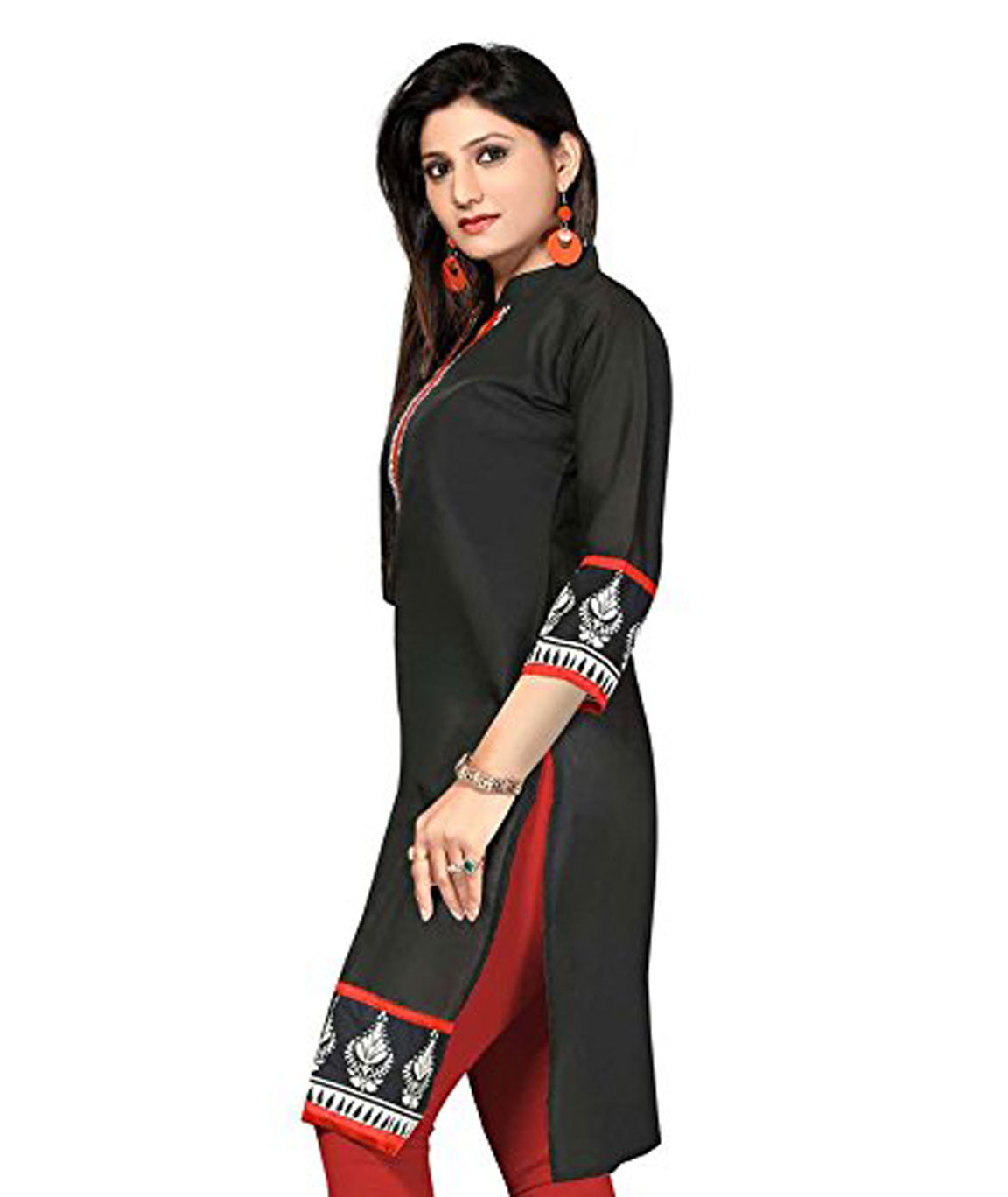 Buy Fancy Kurti with White Leggings (Set of 4) Size-38 Colors-Green, Sky  Blue, Yellow, Black at Amazon.in
