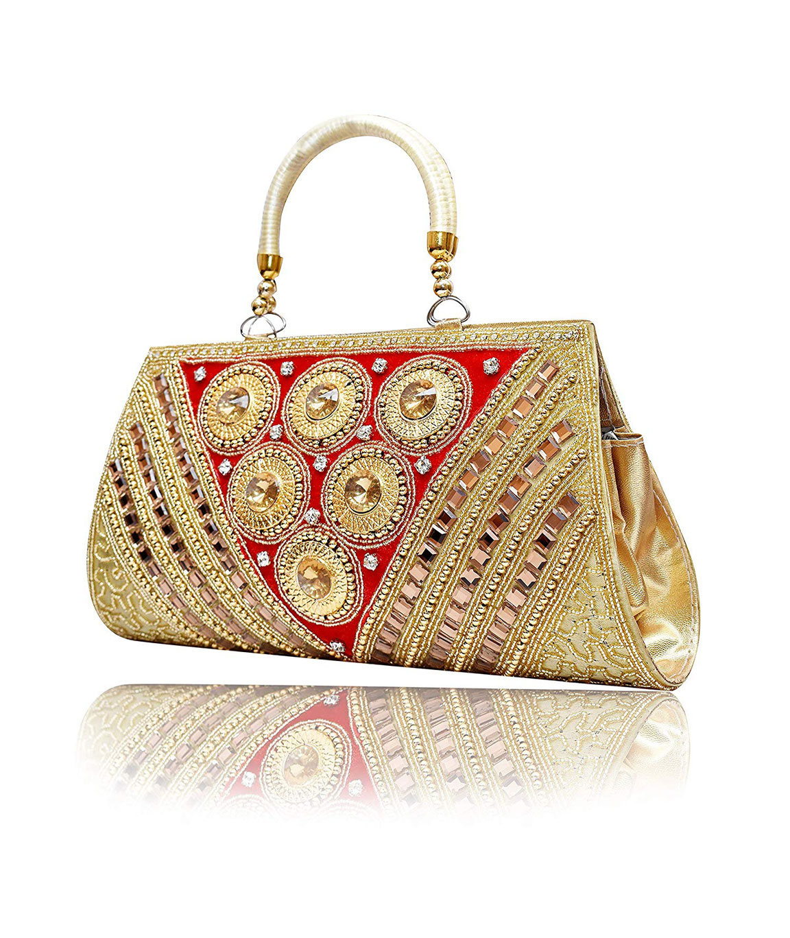 Stylish Trendy Bridal Clutch- Wedding -Party Wear Handbags for Women`s(gold)