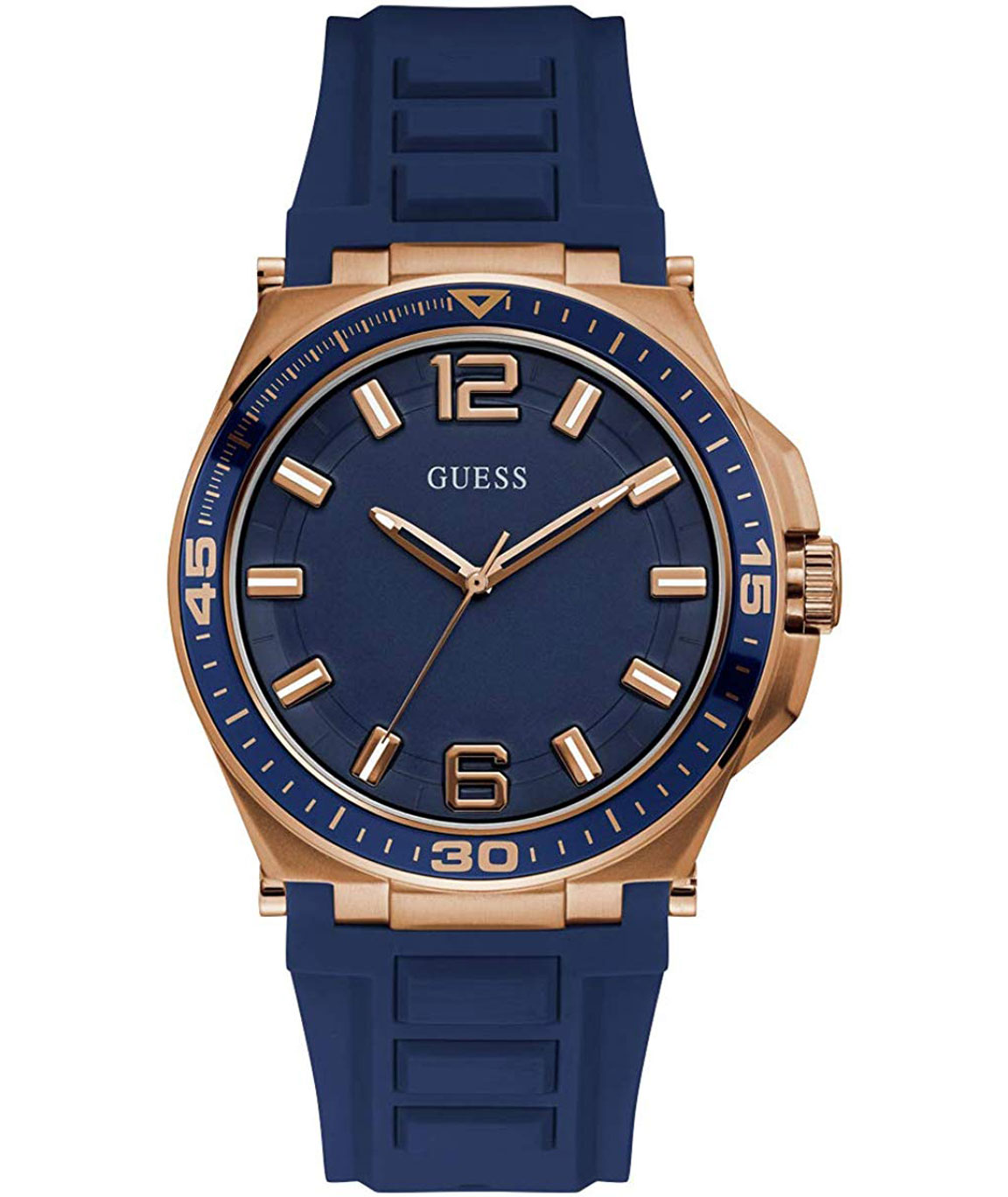 Guess Rigor Blue Dial Blue Silicone Men's Watch W0247G3 – Watches of America