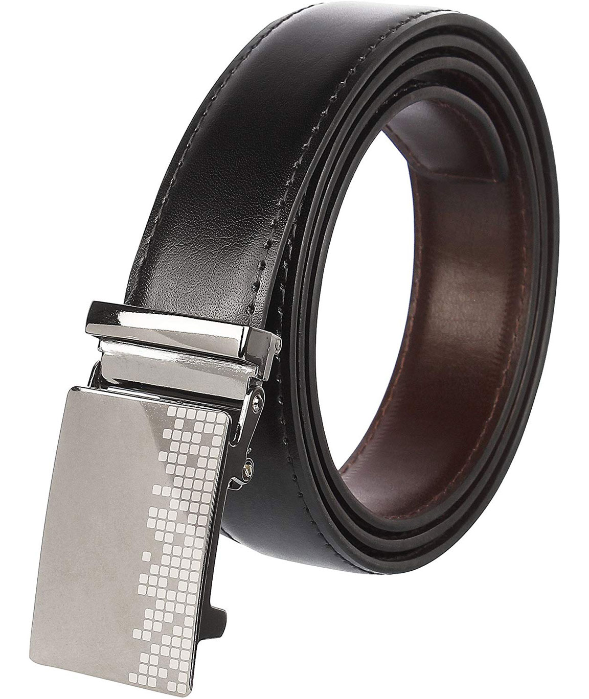 Winsome deal men's black synthetic leather auto lock buckle belts.