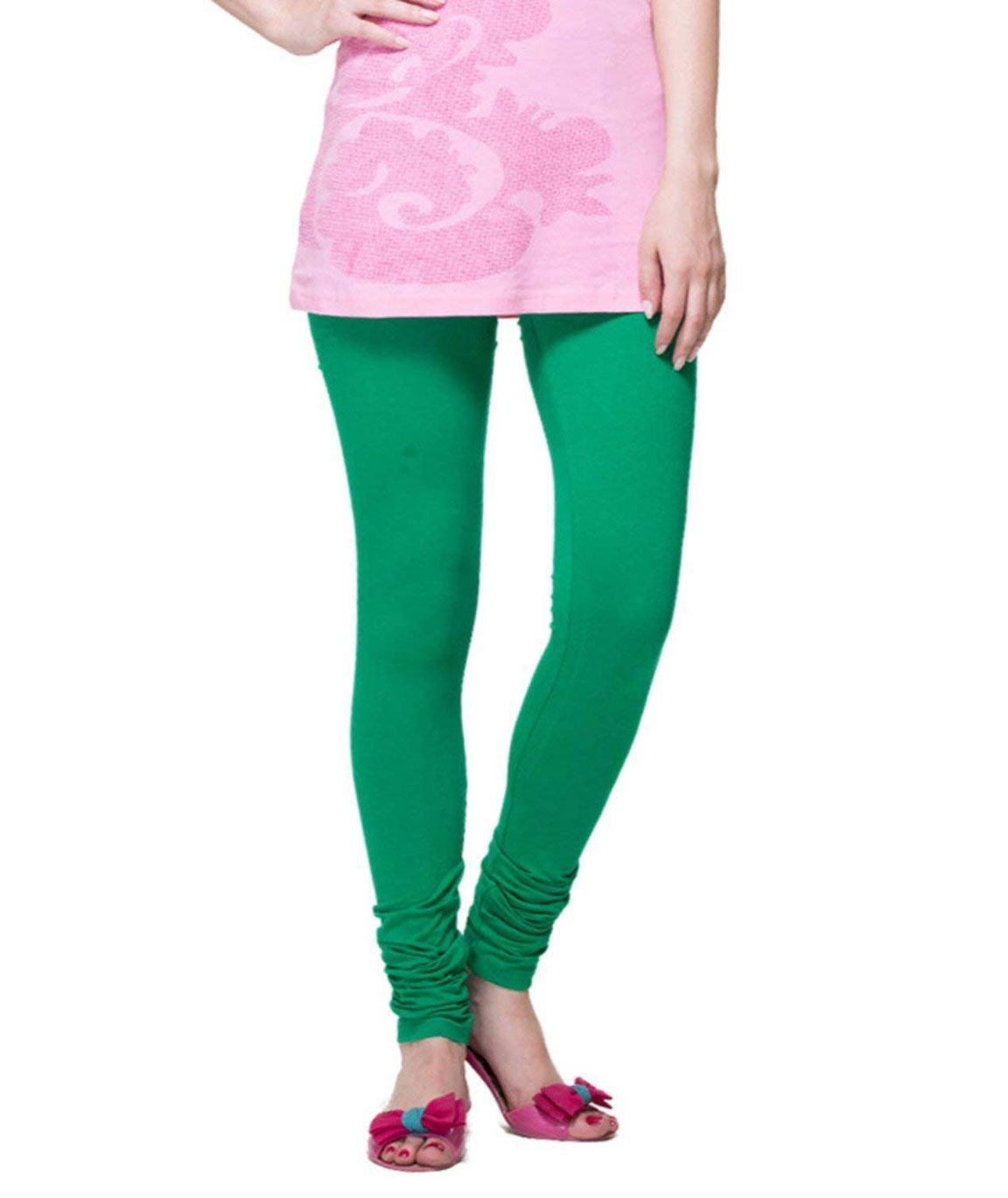 Forest Green color stretchable cotton ankle Leggings - LGA03