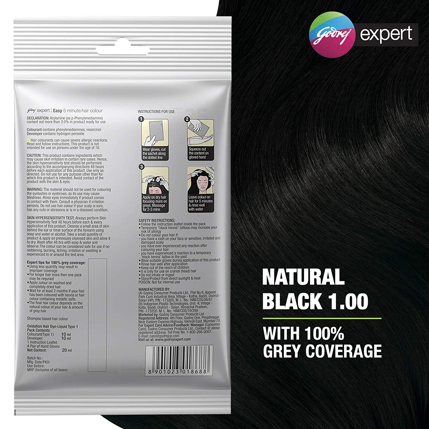 Godrej Expert Easy 5min Shampoo Hair Color1Natural India  Ubuy