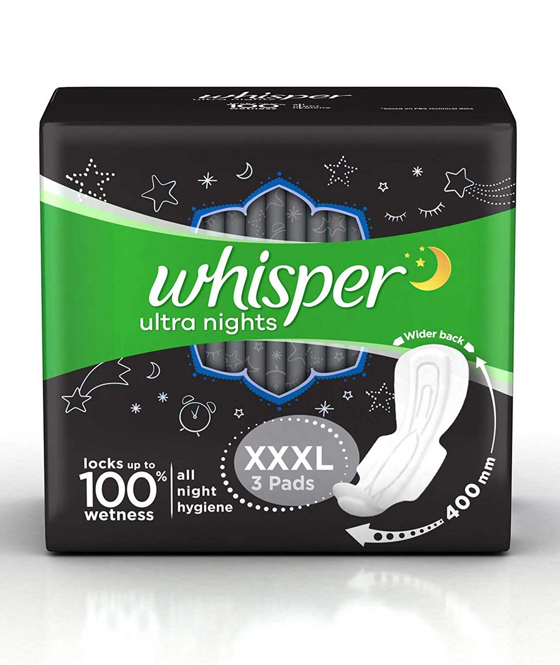 Buy Whisper Sanitary Pads Xxxl Ultra Nights Wings 10 Pcs Online At